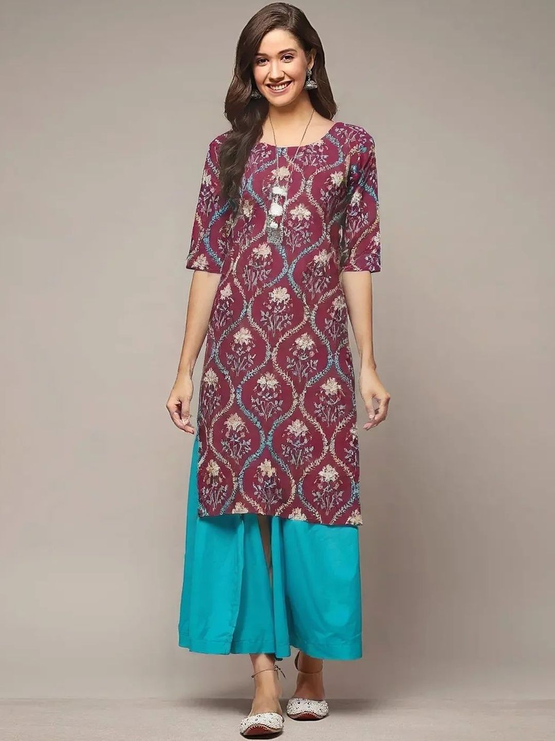 popmantra Women Ethnic Motifs Printed Crepe Kurta