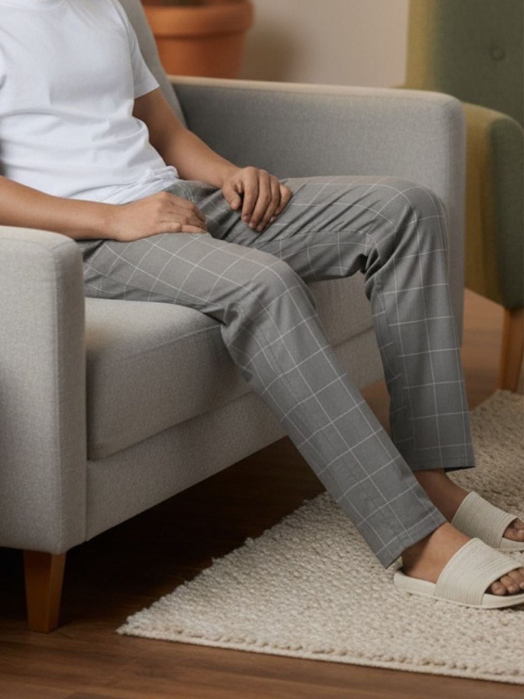XYXX Men Super Combed Cotton Checkmate Lounge Pants XYPYJM10S