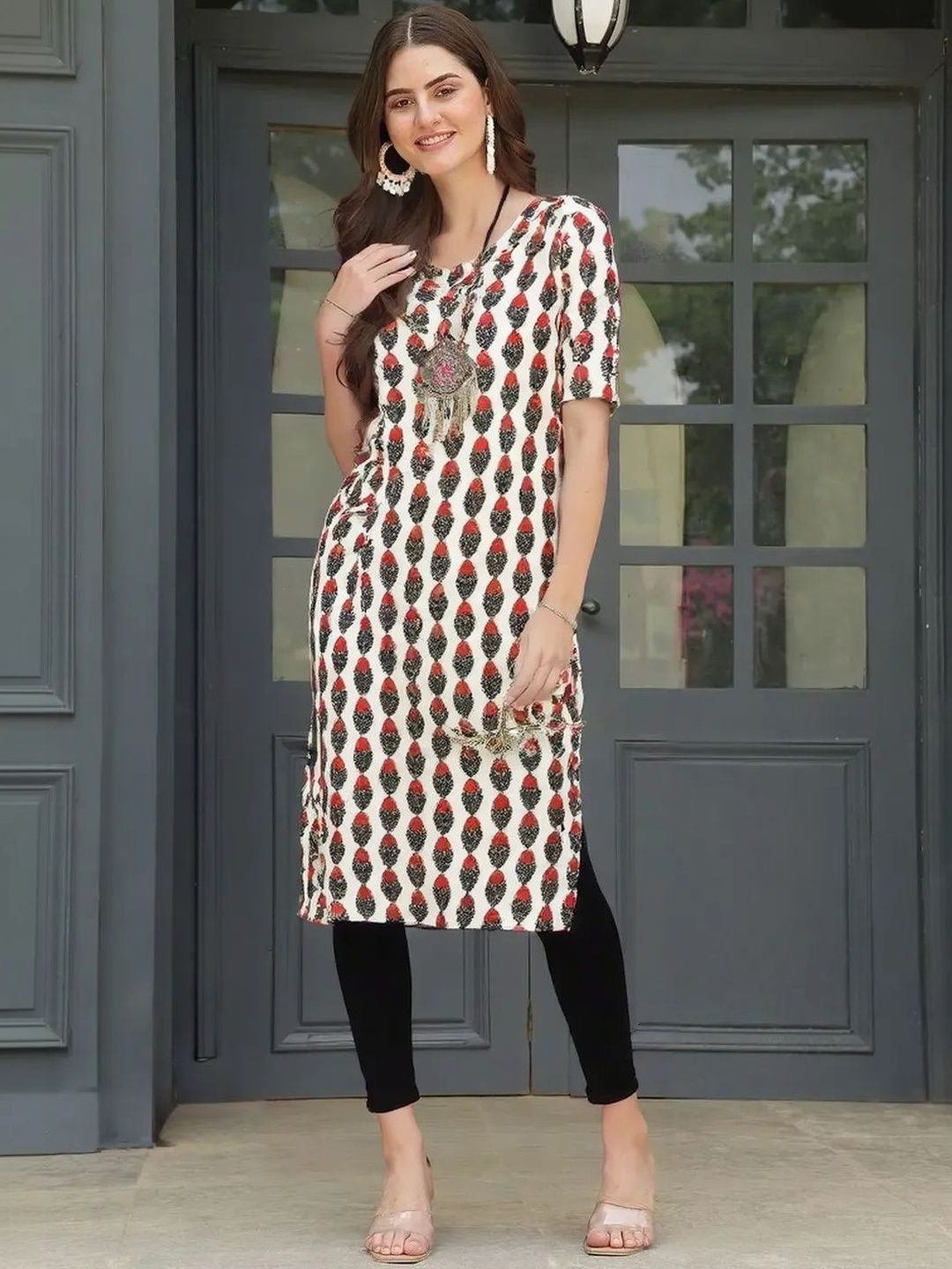 popmantra Women Ethnic Motifs Printed Crepe Kurta