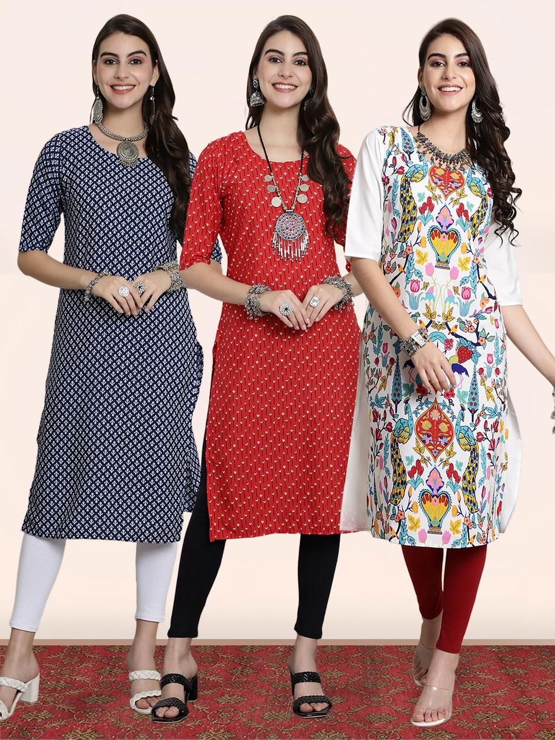 popmantra Women Ethnic Motifs Printed Crepe Kurta
