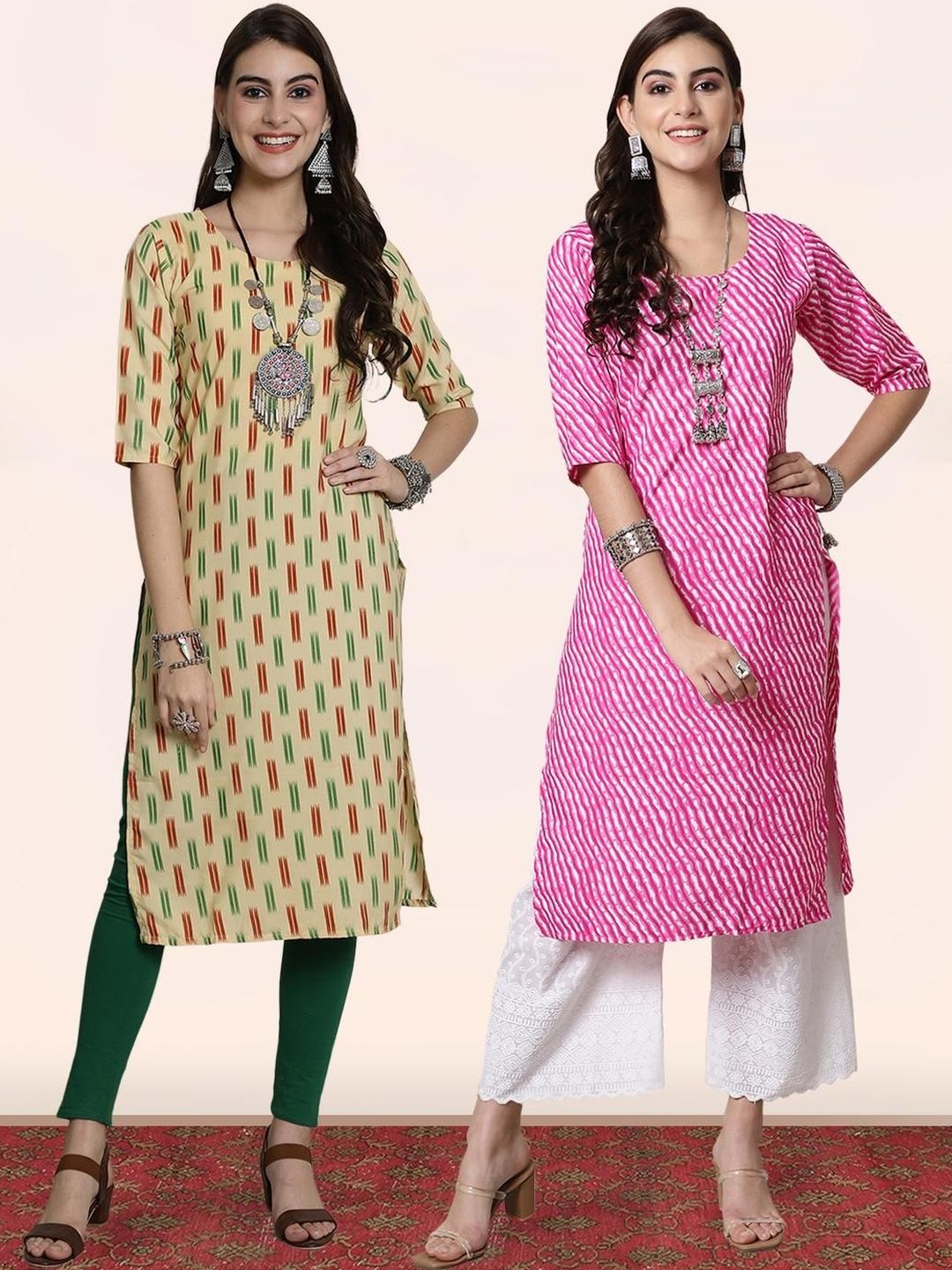 popmantra Women Ethnic Motifs Printed Crepe Kurta
