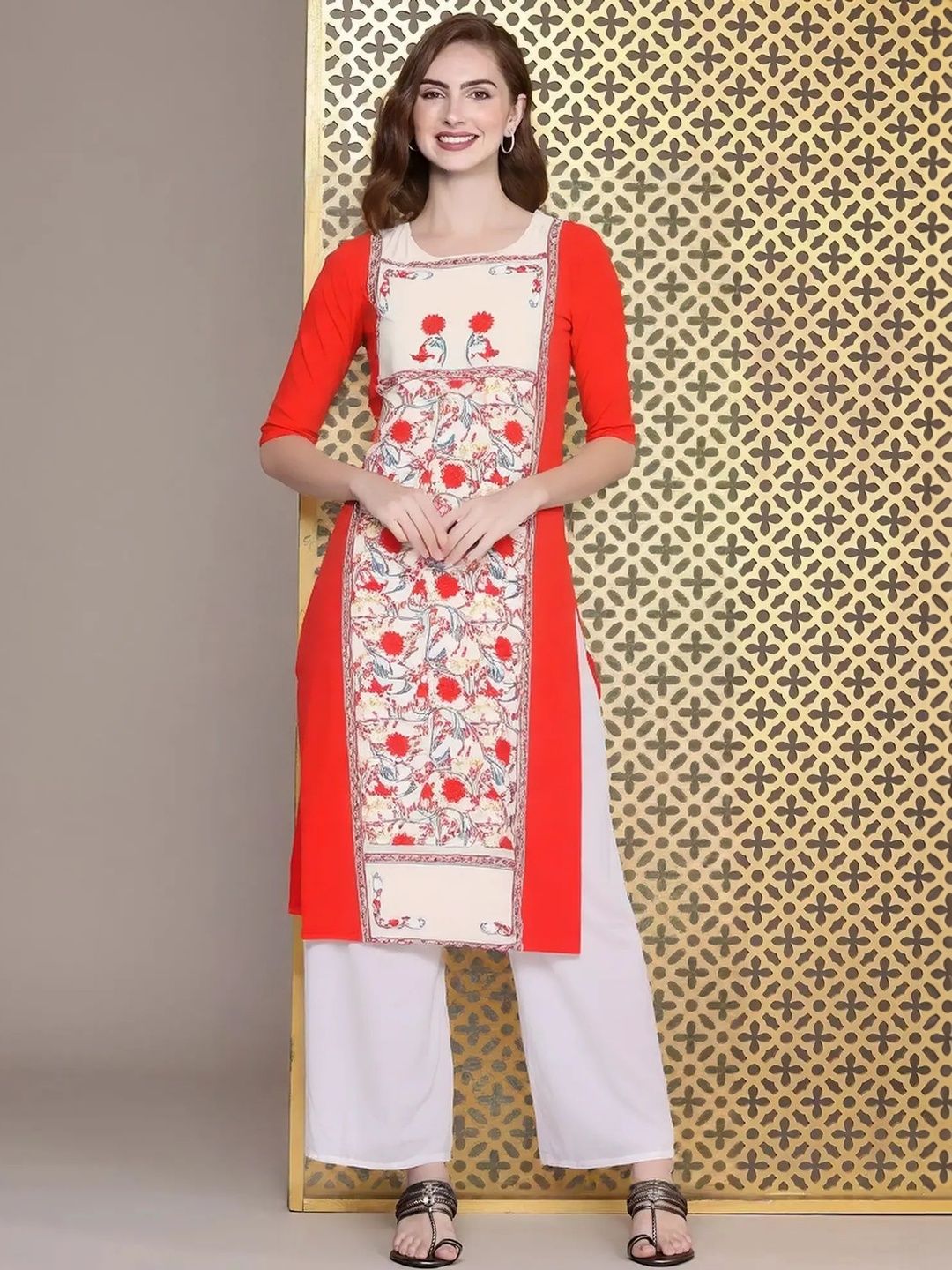 popmantra Women Ethnic Motifs Printed Crepe Kurta