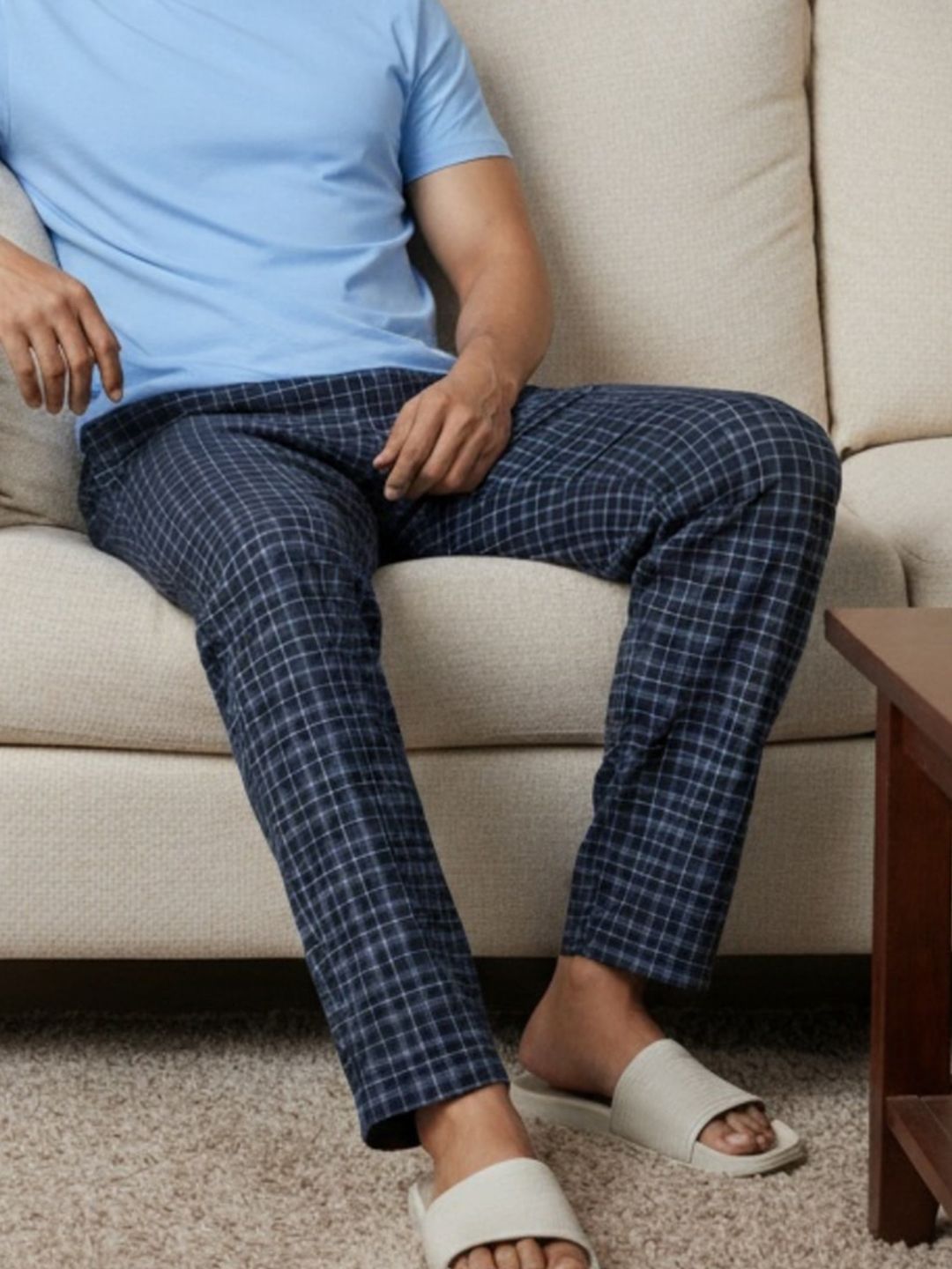 XYXX Men Mid-Rise Checked Pure Cotton Lounge Pants