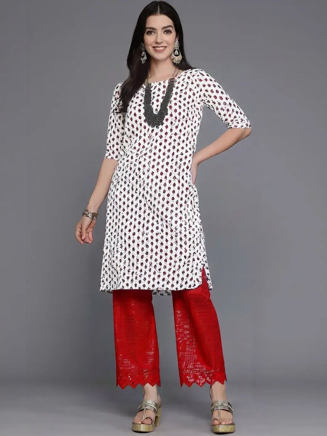 popmantra Women Ethnic Motifs Printed Crepe Kurta