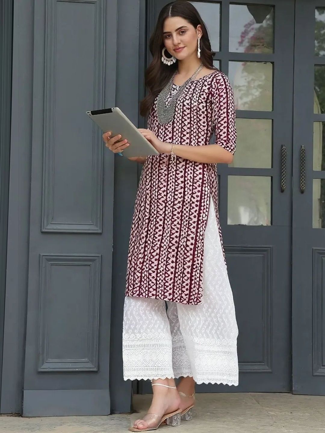 popmantra Women Ethnic Motifs Printed Crepe Kurta