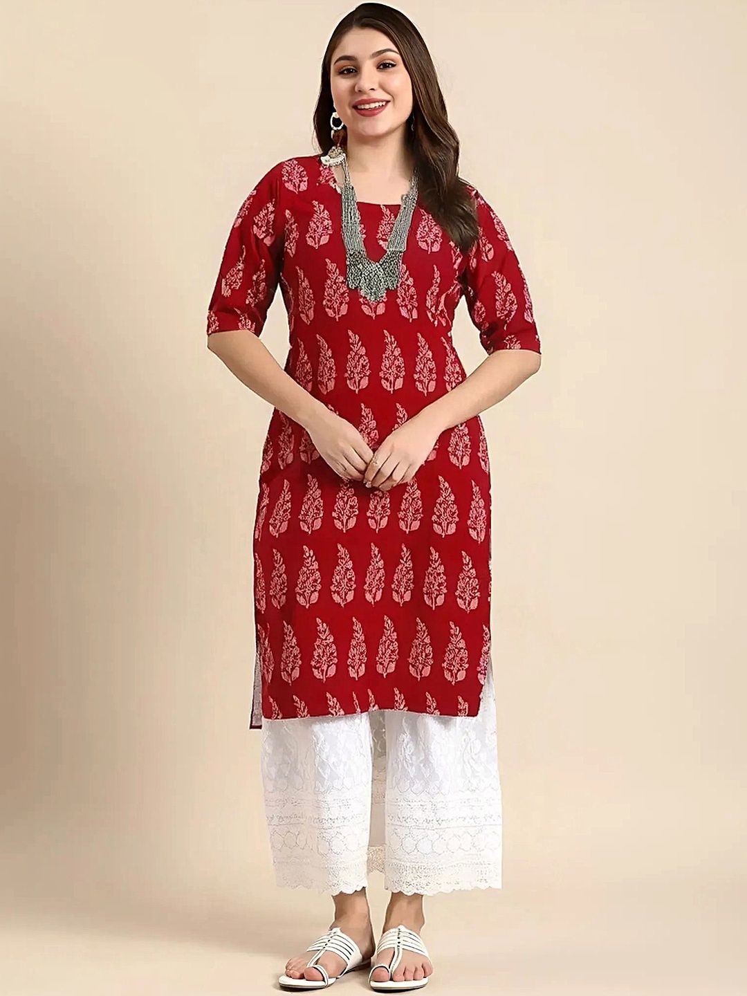 popmantra Women Ethnic Motifs Printed Crepe Kurta