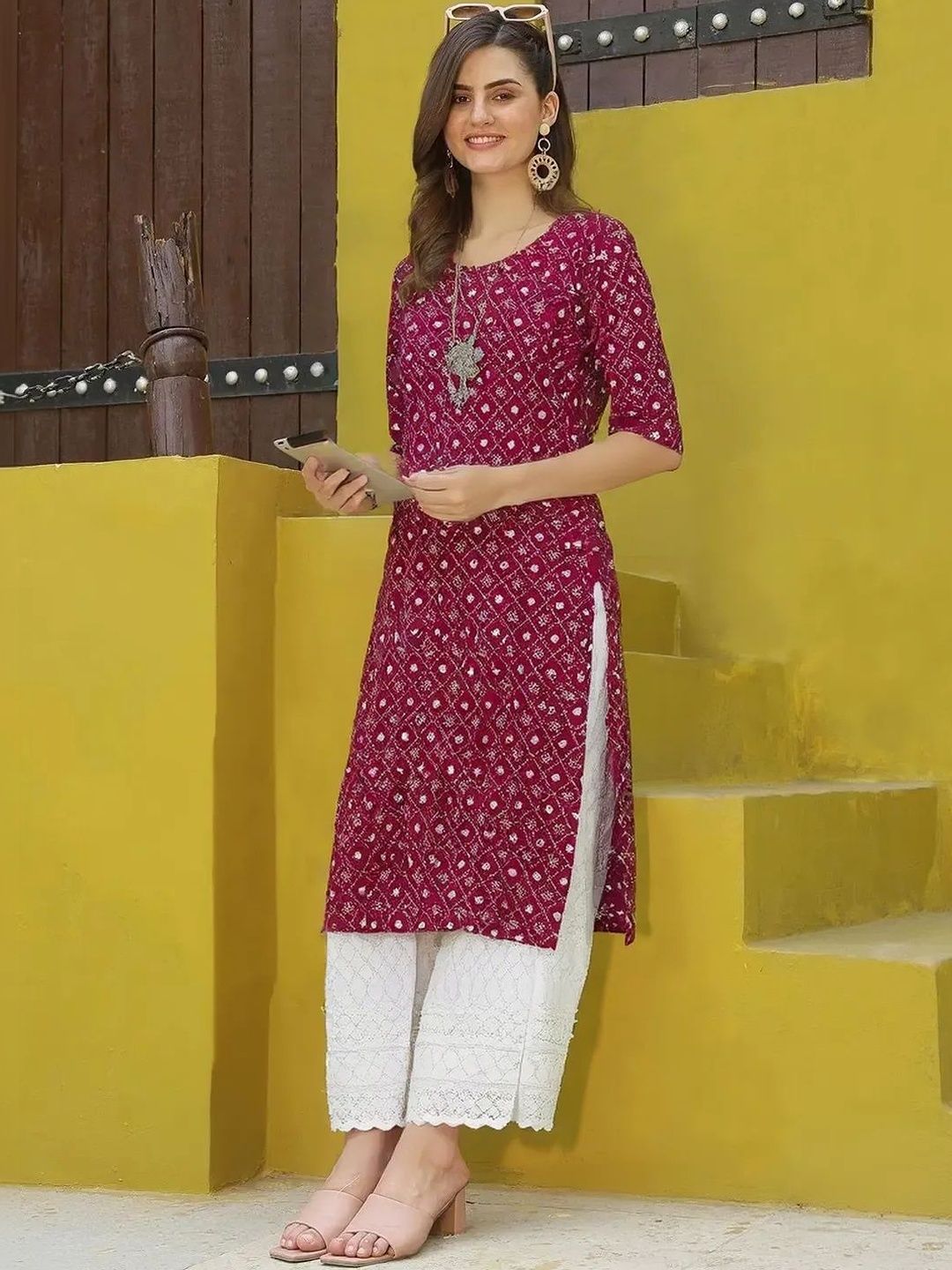 popmantra Women Ethnic Motifs Printed Crepe Kurta