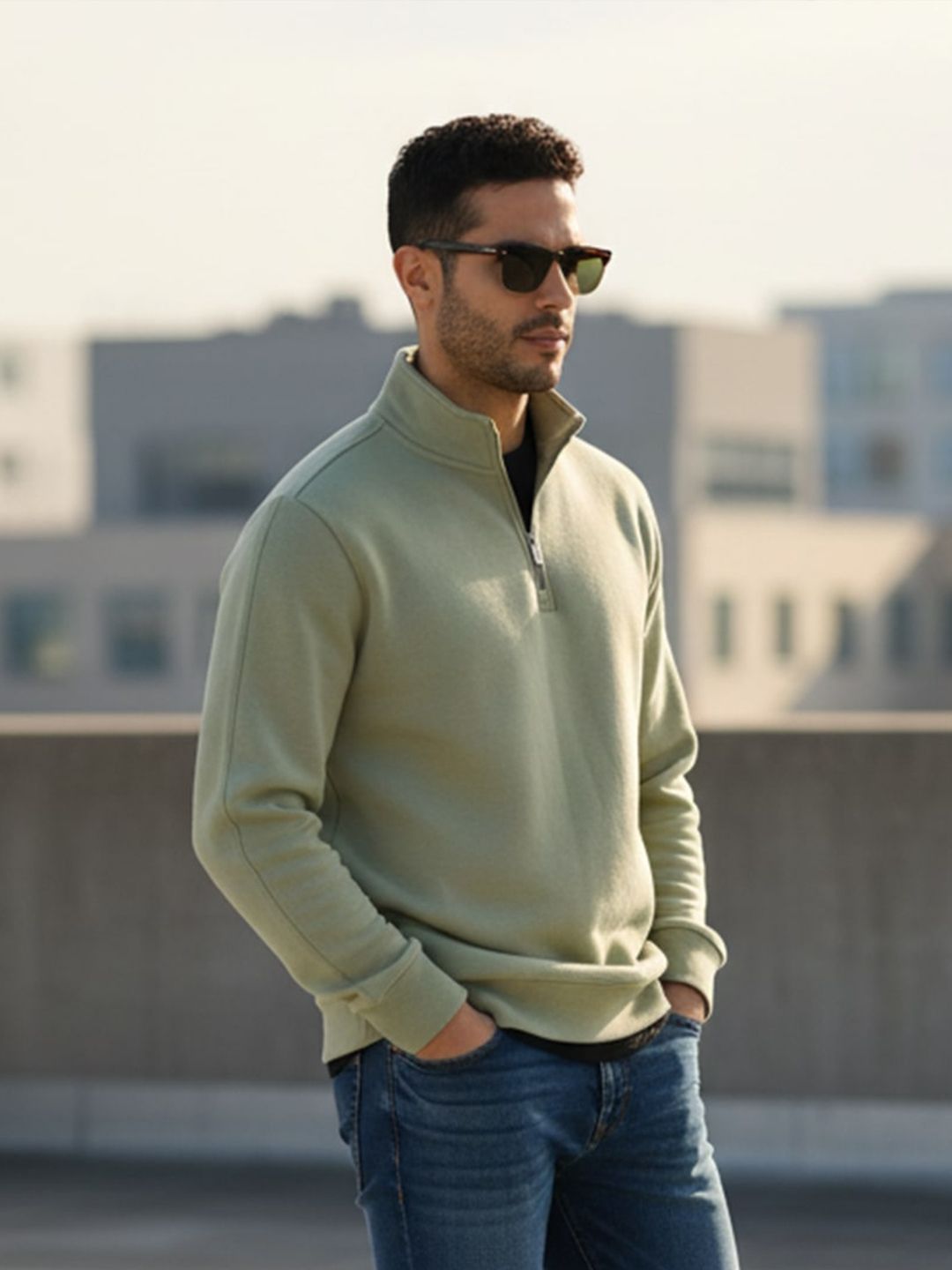 Buy XYXX Men Relaxed Fit Solid Brown IntelliSmooth Pulse Half-Zip