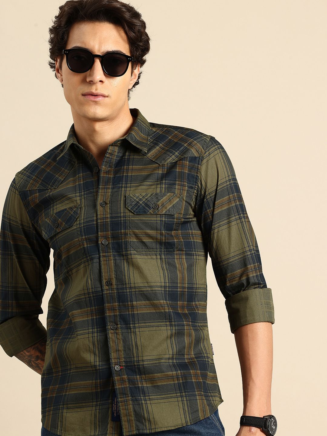 Being Human Checked Pure Cotton Casual Shirt
