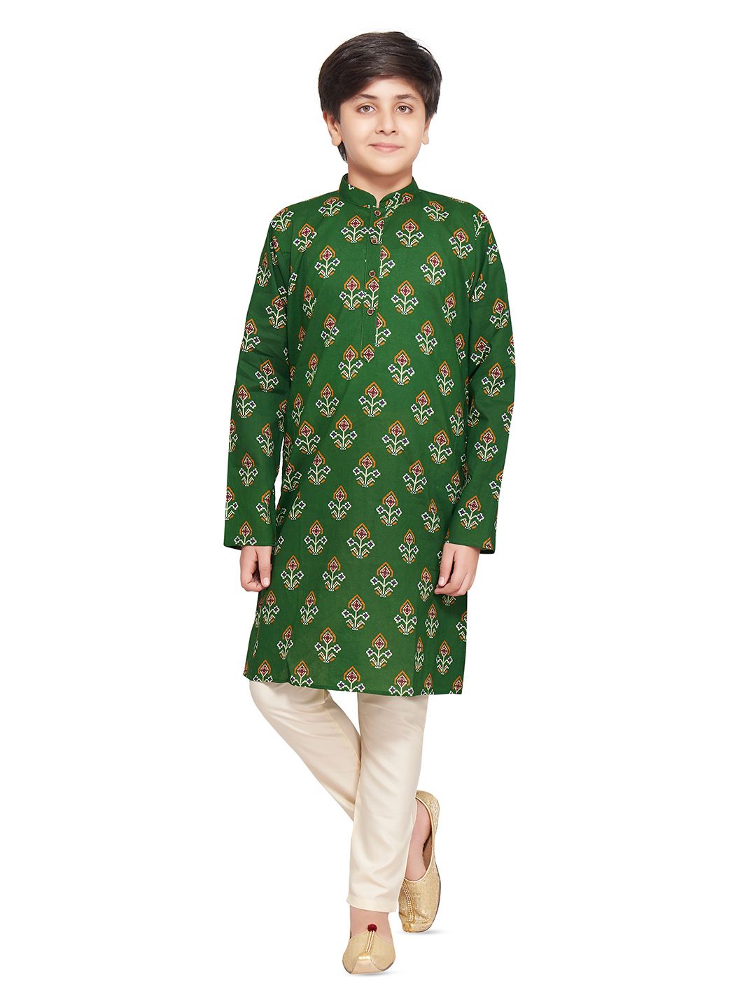 Sangria Boys Printed Mandarin Collar Kurta & Pyjamas Kurta Sets
