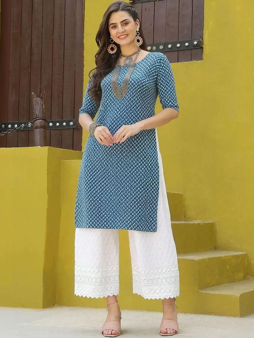 popmantra Women Ethnic Motifs Printed Crepe Kurta