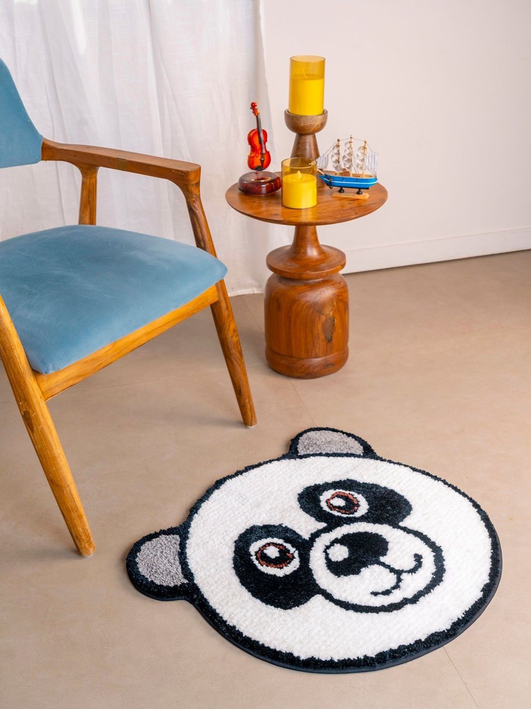 RALIA HOMES Black & White Printed 2000 GSM Bath Rugs