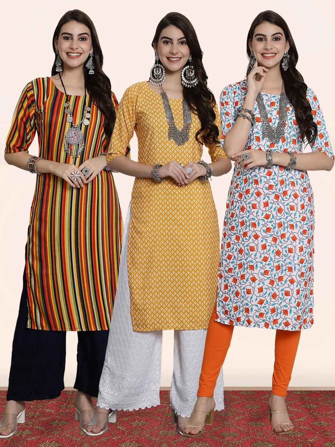 popmantra Women Ethnic Motifs Printed Crepe Kurta