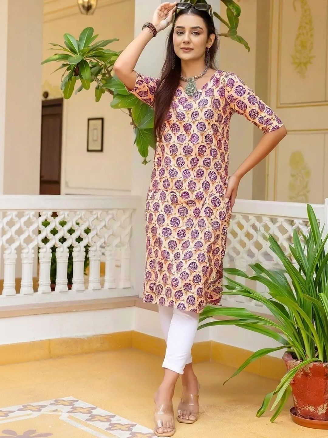 popmantra Women Ethnic Motifs Printed Crepe Kurta
