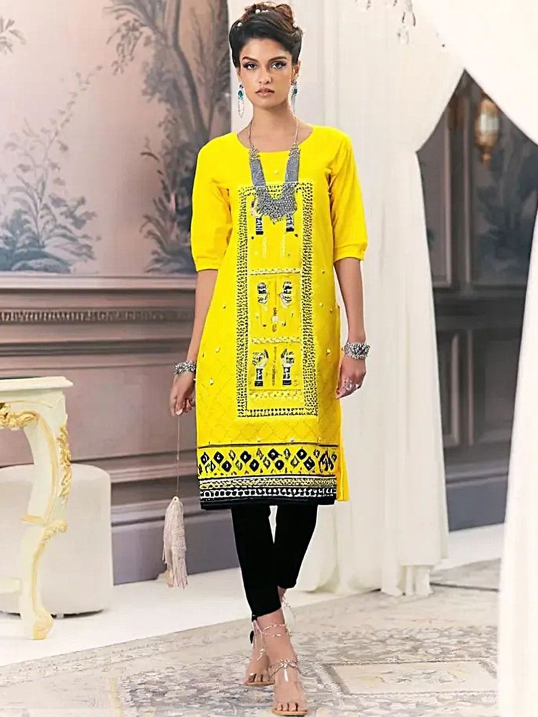 popmantra Women Ethnic Motifs Printed Crepe Kurta