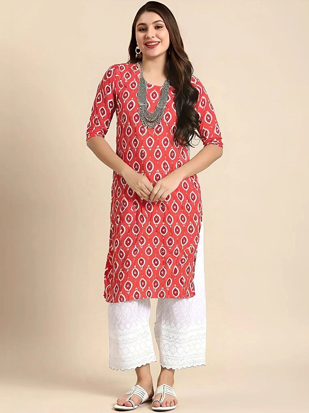 popmantra Women Ethnic Motifs Printed Crepe Kurta
