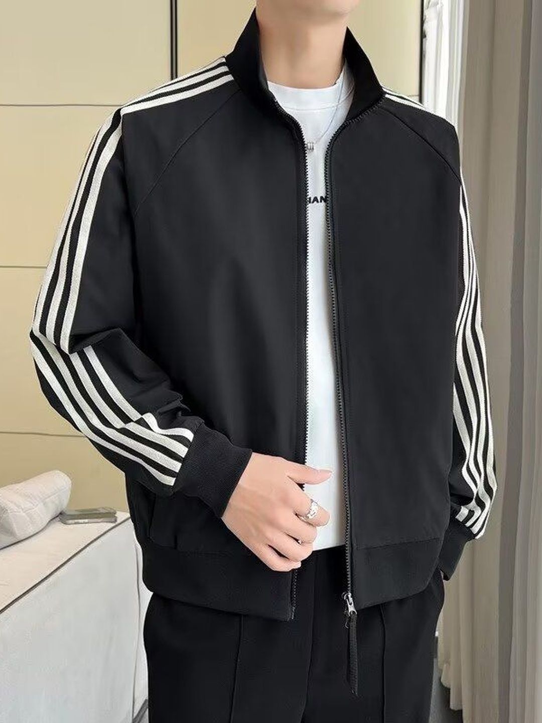 HERE&NOW Men Striped Bomber Jacket