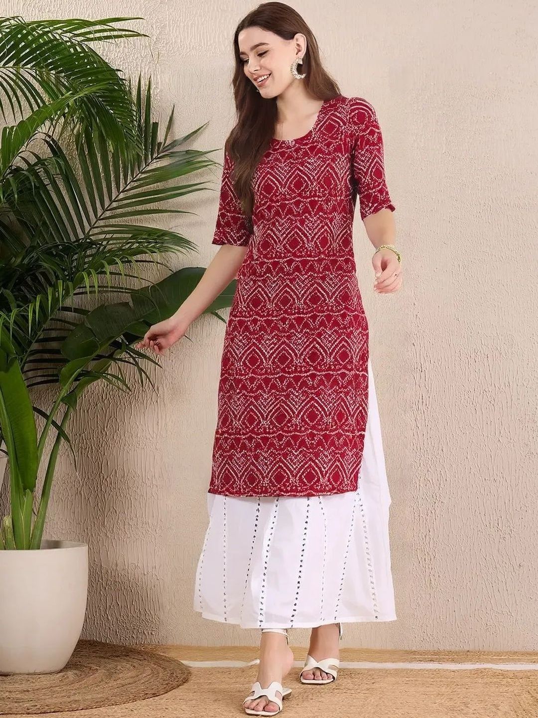 popmantra Women Ethnic Motifs Printed Crepe Kurta