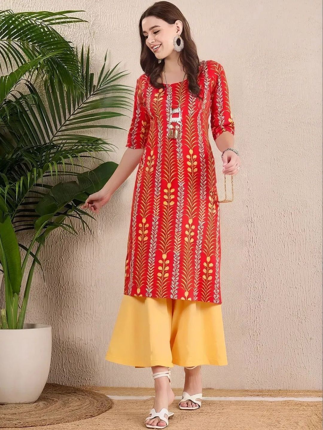 popmantra Women Ethnic Motifs Printed Crepe Kurta
