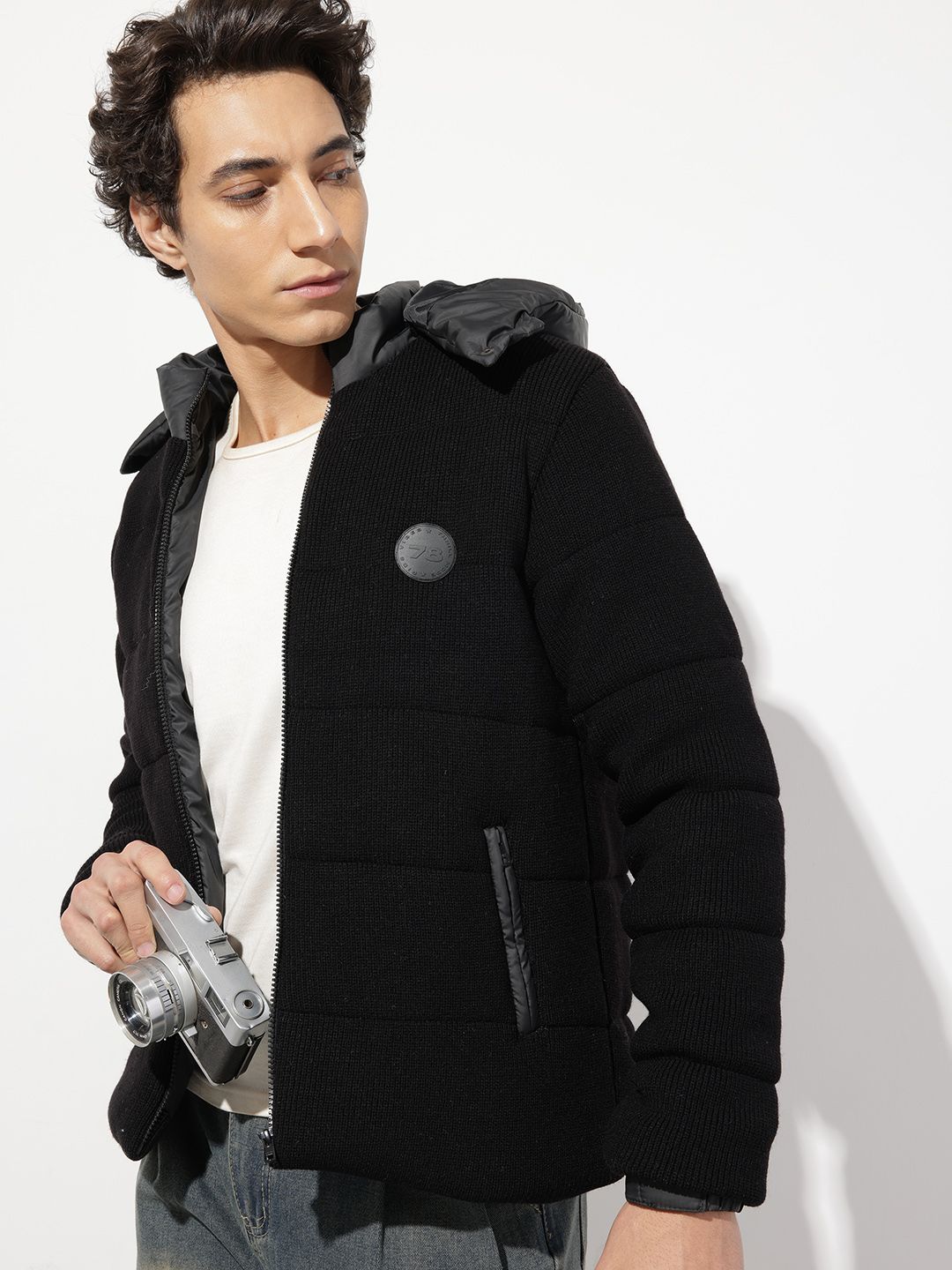 The Roadster Life Co. Detachable Hood Textured Padded Jacket