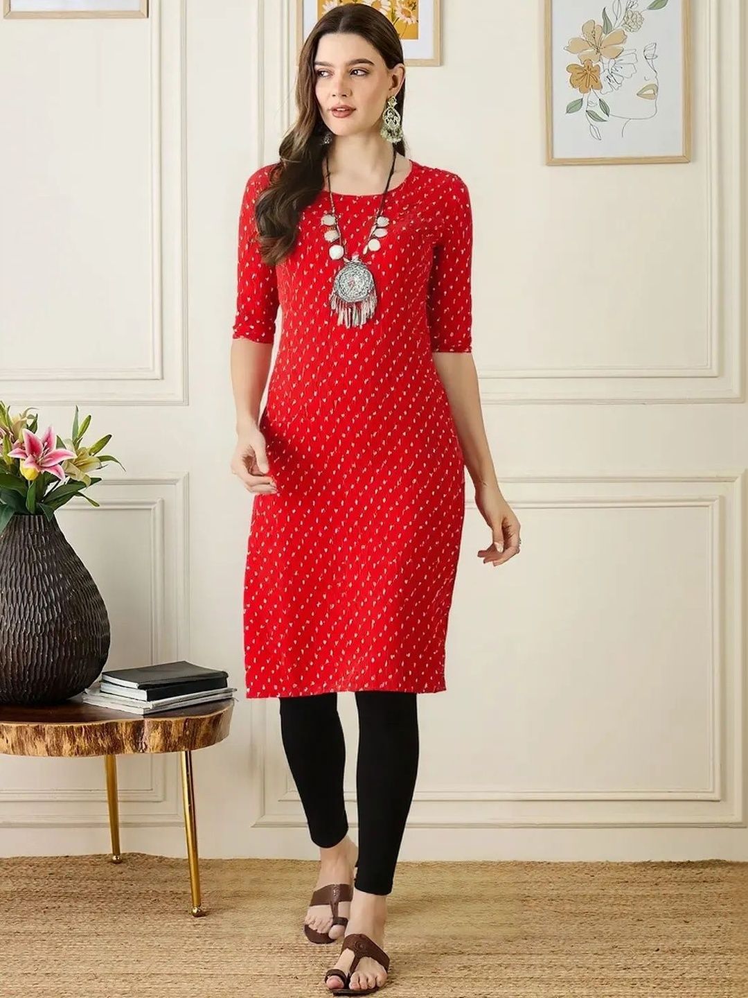 popmantra Women Ethnic Motifs Printed Crepe Kurta