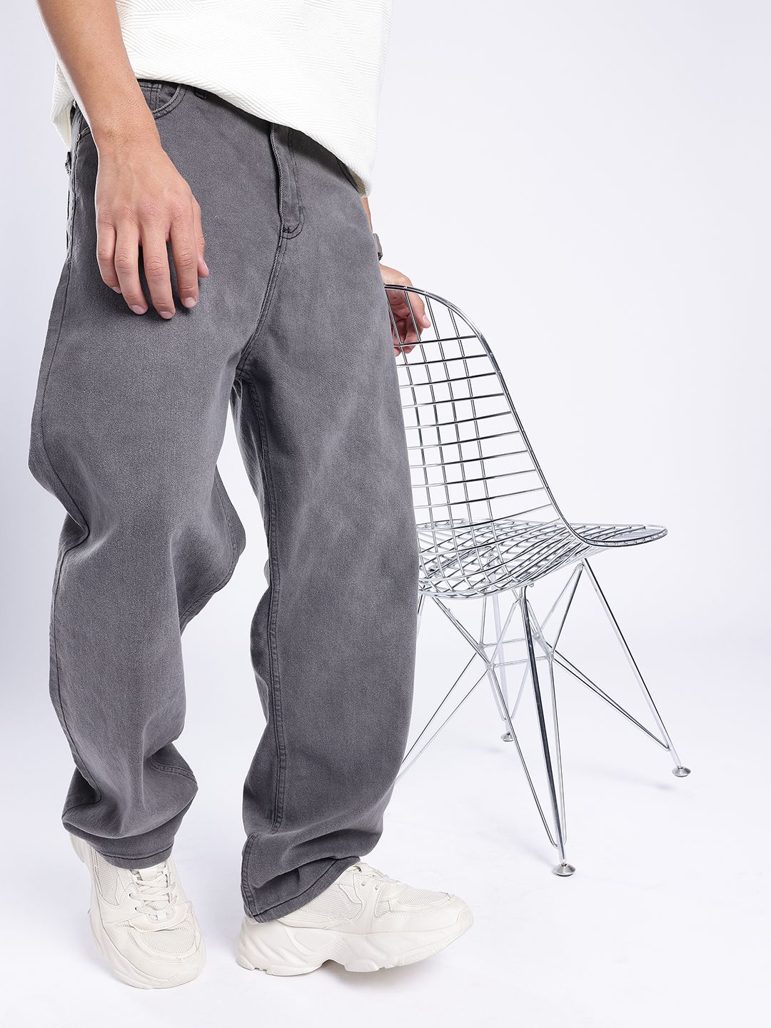 glitchez Men Loose Fit Light Fade Stretchable Jeans