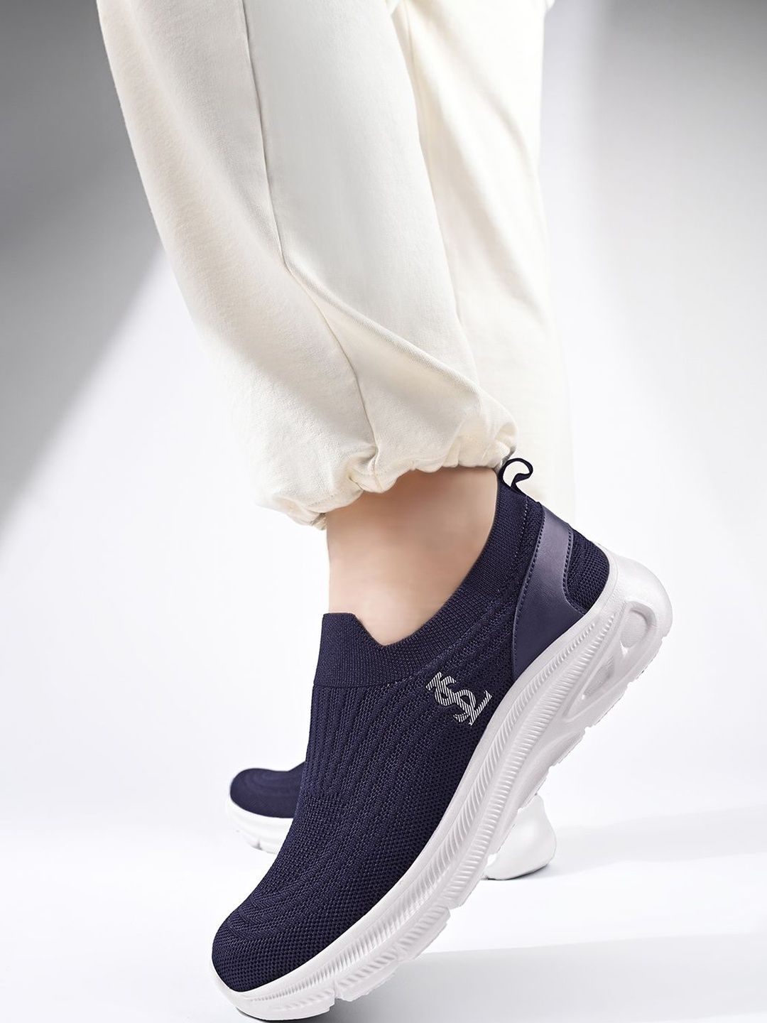 LOUIS STITCH Men Navy Blue Athleisure Flyknit Sport Shoes