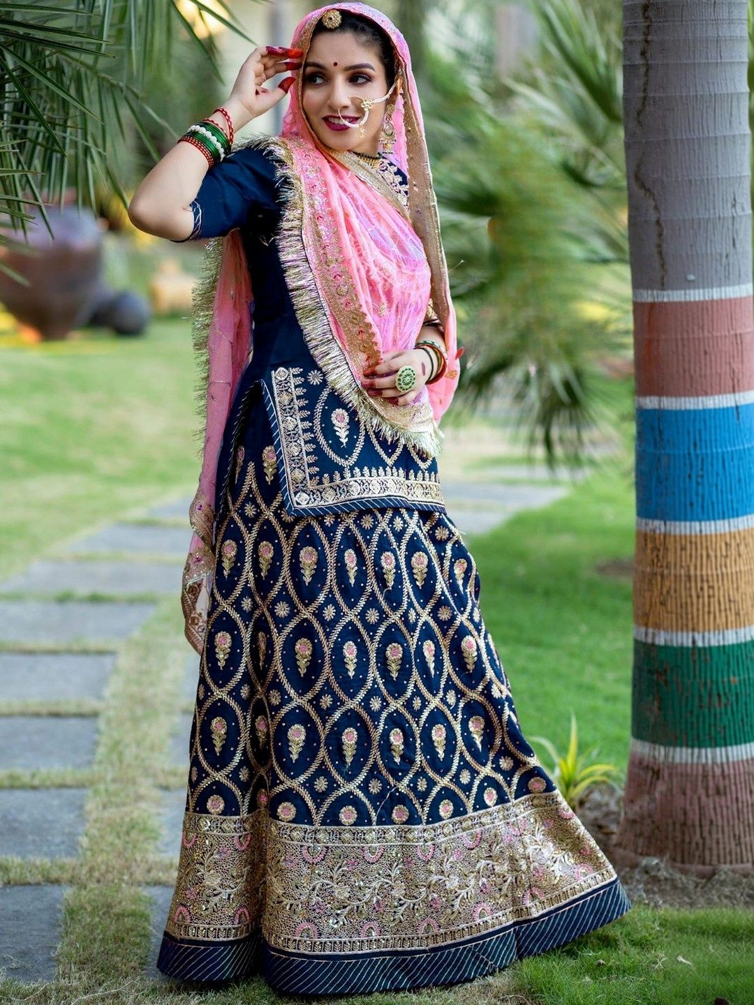 KALYANI TEXTILE Sequinned Semi-Stitched Lehenga & Unstitched Blouse With Dupatta
