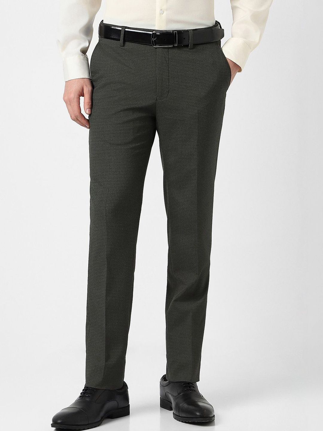 Peter England Peter England Men Textured Slim Fit Trousers