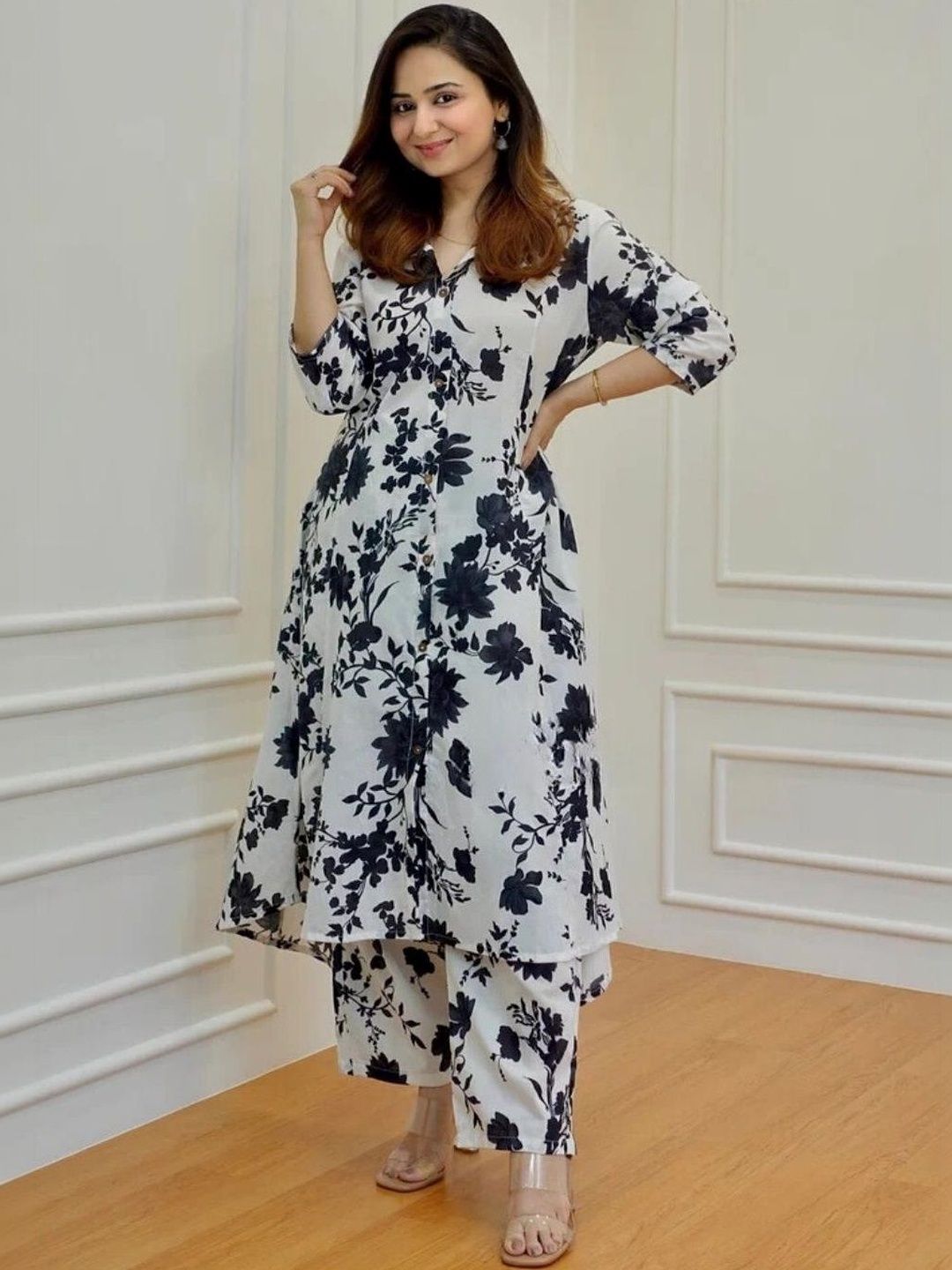 LERIYA FASHION Printed Shirt Collar Trousers Co-Ords