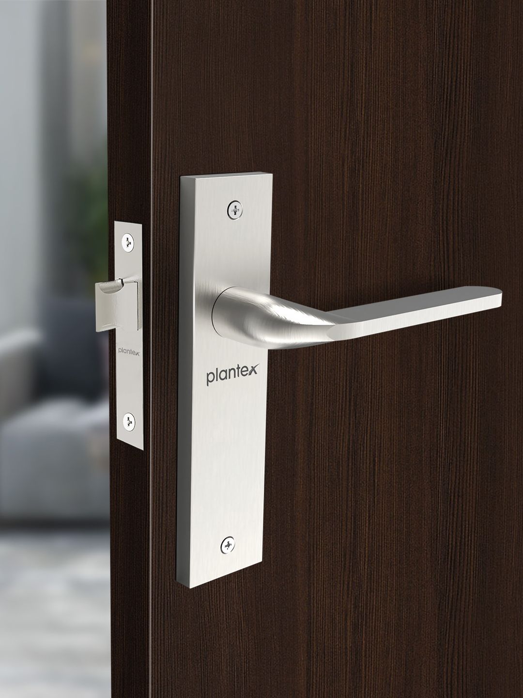 Buy Plantex Grey Heavy Duty Keyless Door Handle Lock Set - Door
