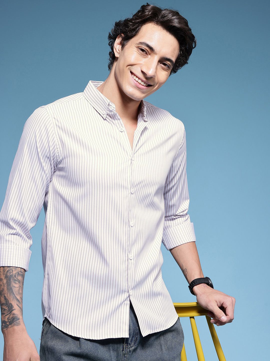 HERE&NOW Slim Fit Striped Casual Shirt