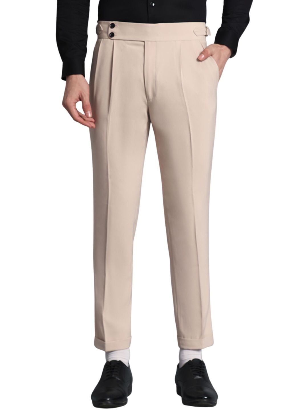 Qlanz Men Wrinkle Free Pleated Trousers