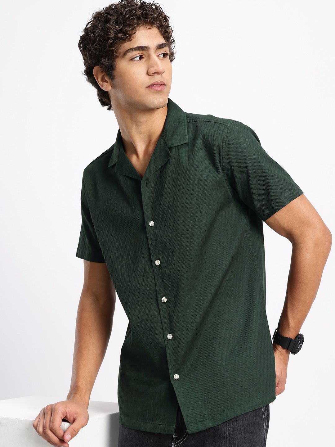 Aeropostale Pure Cotton Textured Casual Shirt