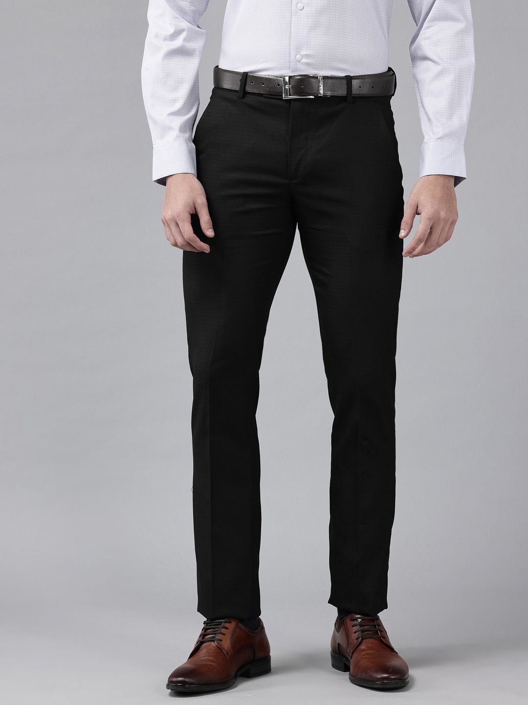Arrow Men Checked Mid-Rise Tailored Fit Formal Trousers