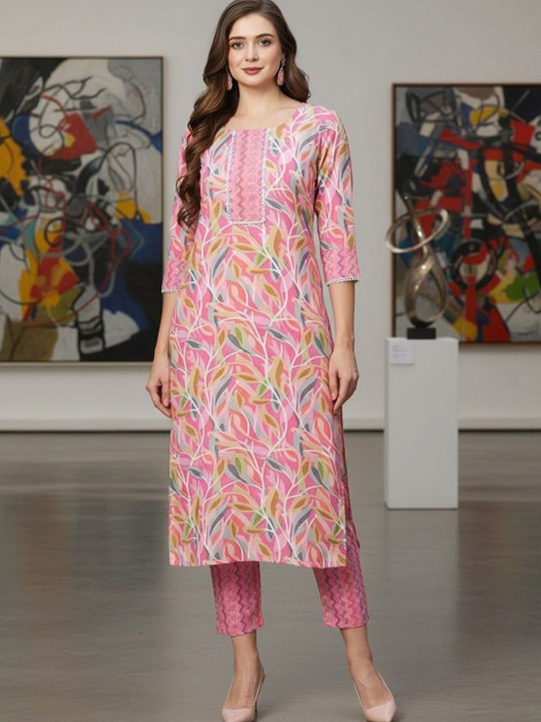 BAMSOM WEAR BAMSOM WEAR Women Embroidered Regular Sequinned Kurta with Salwar