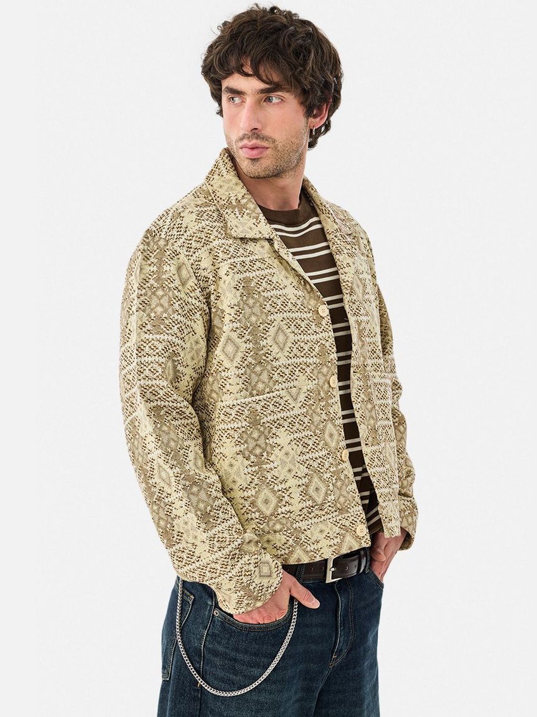 Snitch Brown Geometric Jacket