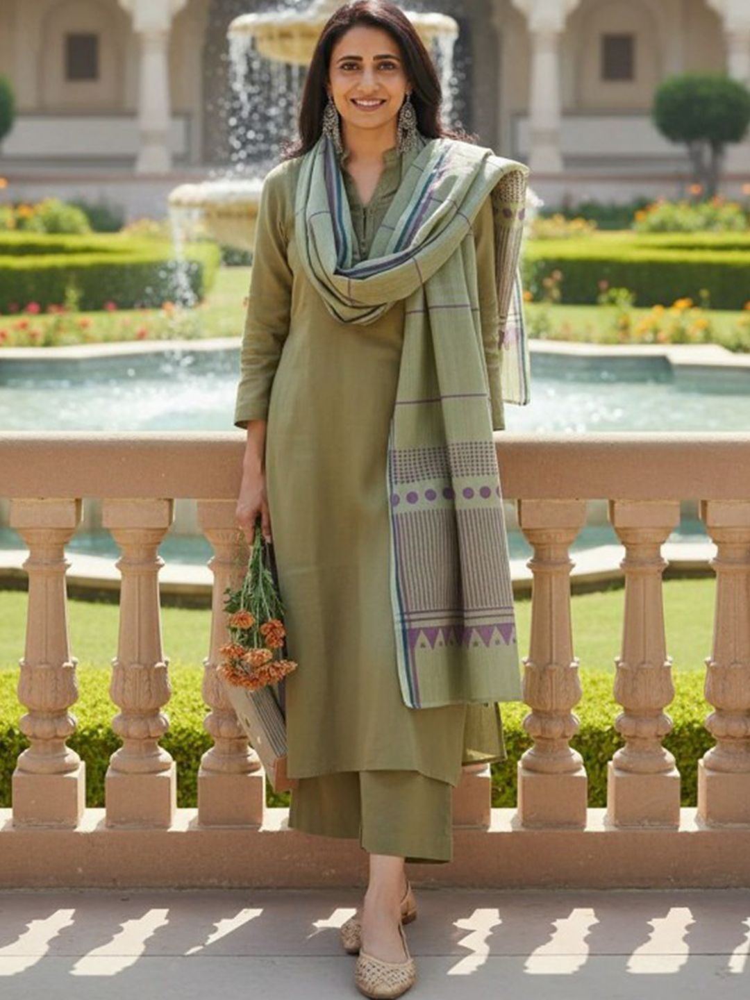 BAMSOM WEAR BAMSOM WEAR Women Regular Sequinned Kurta with Salwar & With Dupatta