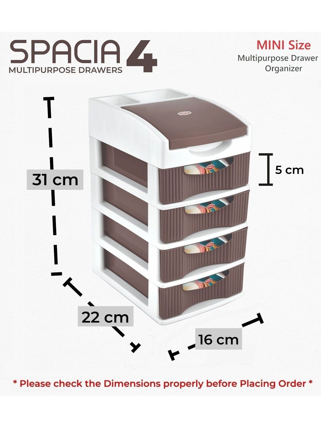 Buy SONAL Brown 4 Compartments Drawer - Drawers for Unisex
