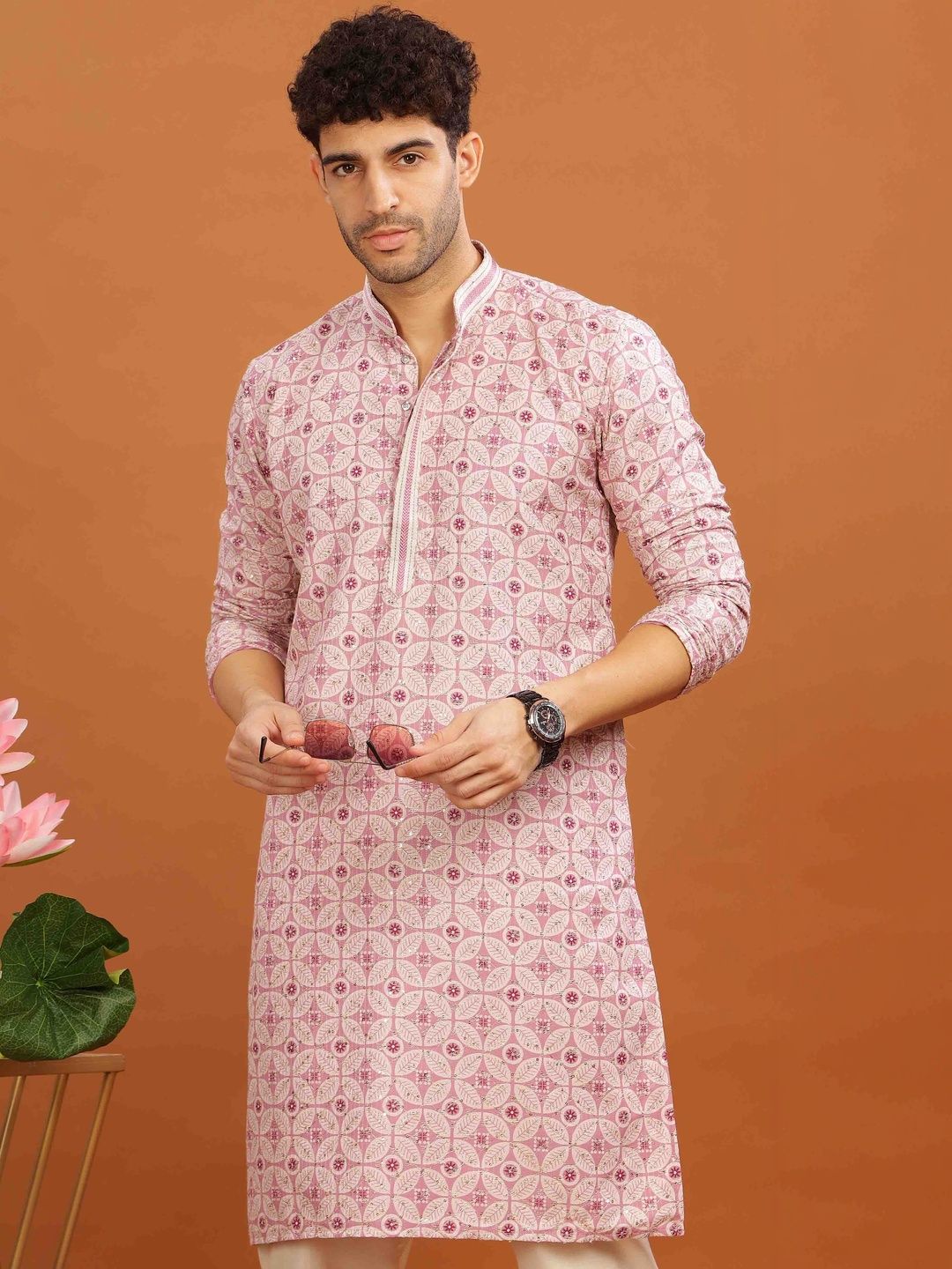 Anouk Men Floral Embroidered Thread Work Floral Kurta