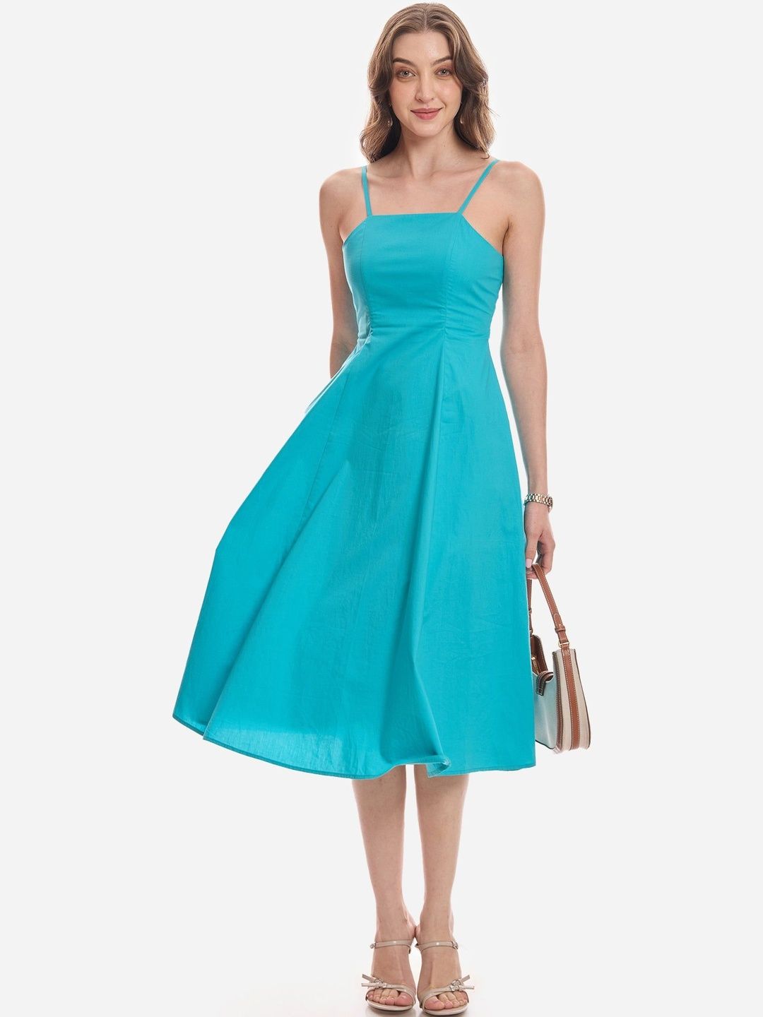 Fit & Flare Midi Dress Virgio Cotton Strappy Flared Midi Dress