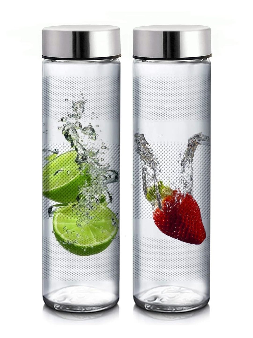 HTC GLASSWARE Transparent Set of 2 Glass Solid Water Bottle