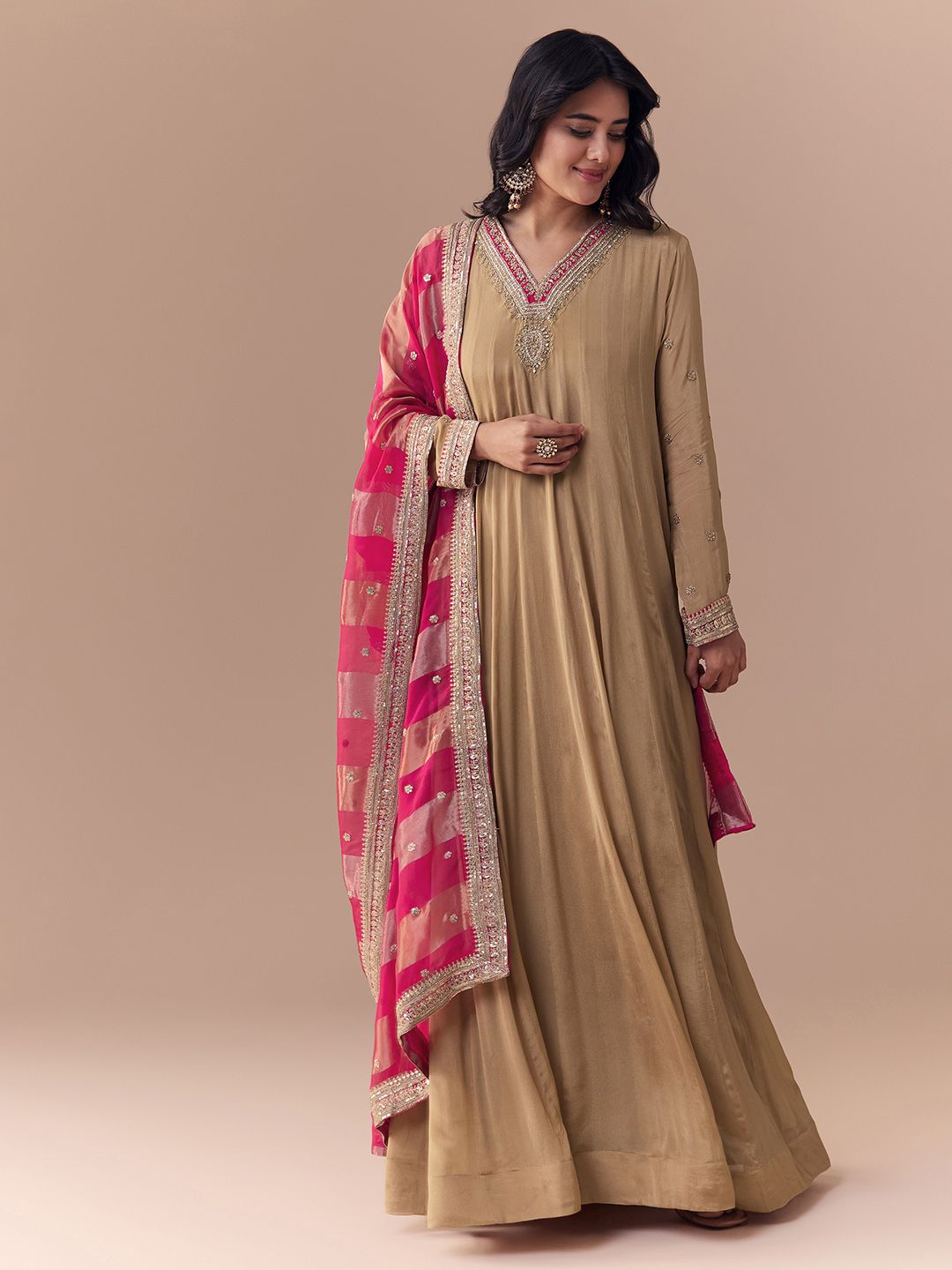 Women Embroidered Kurta With Dupatta KALKI Fashion Women Embroidered Panelled Kurta With Dupatta