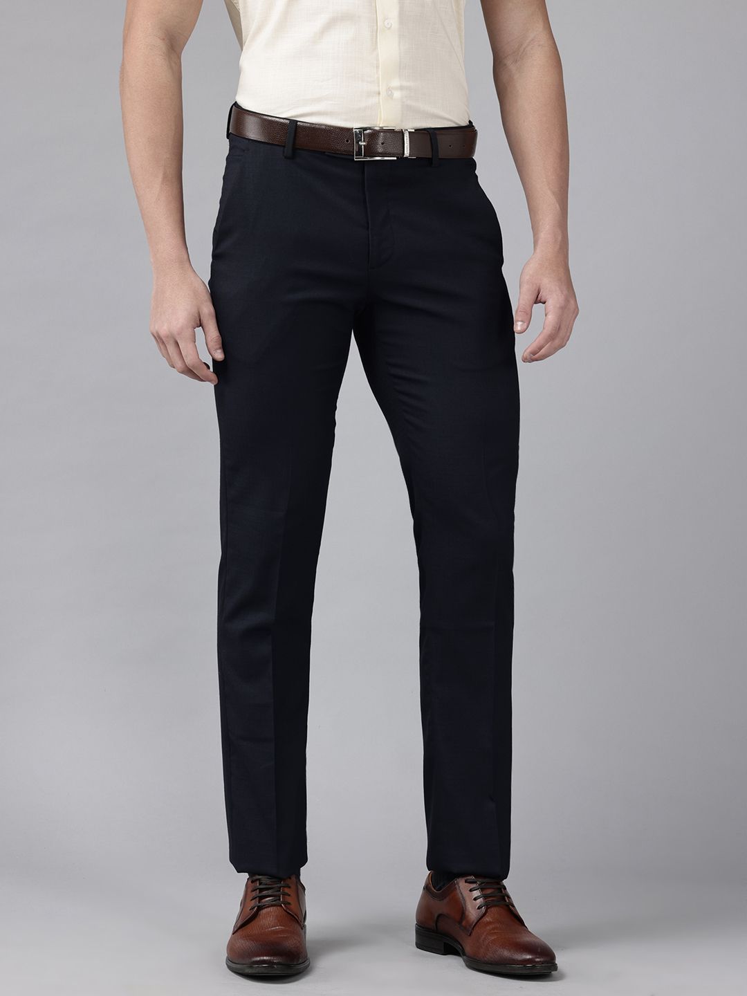 Arrow Men Checked Mid-Rise Tailored Fit Formal Trousers
