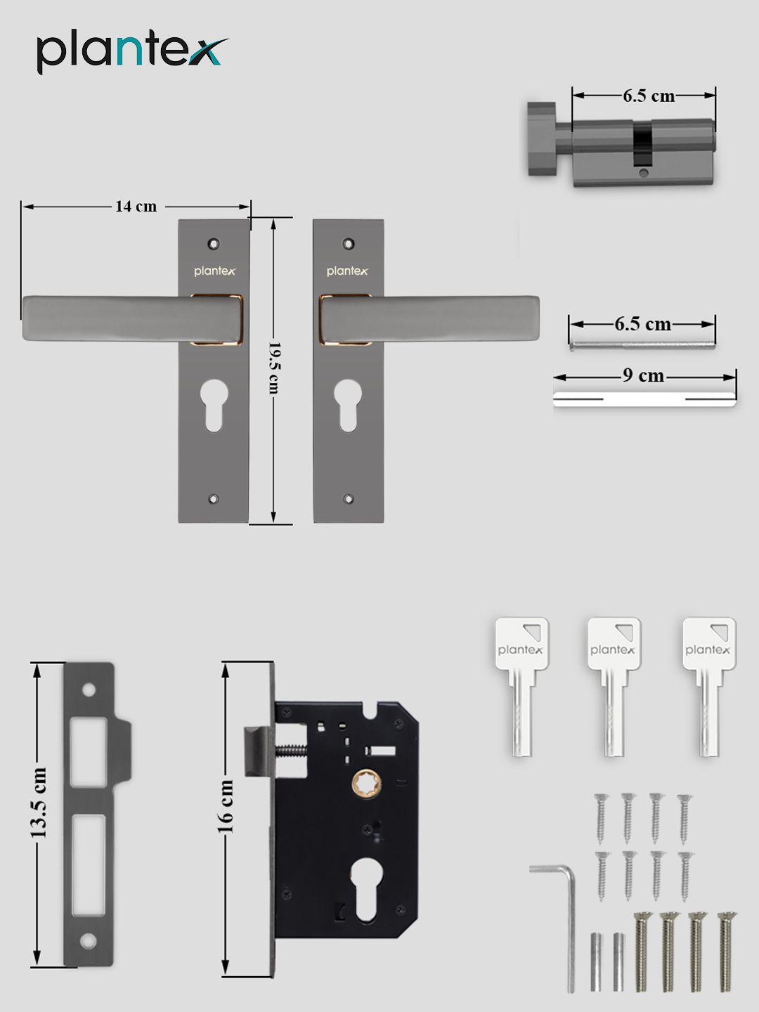 Buy Plantex Grey Heavy-Duty Door Lock - Door Lock for Unisex