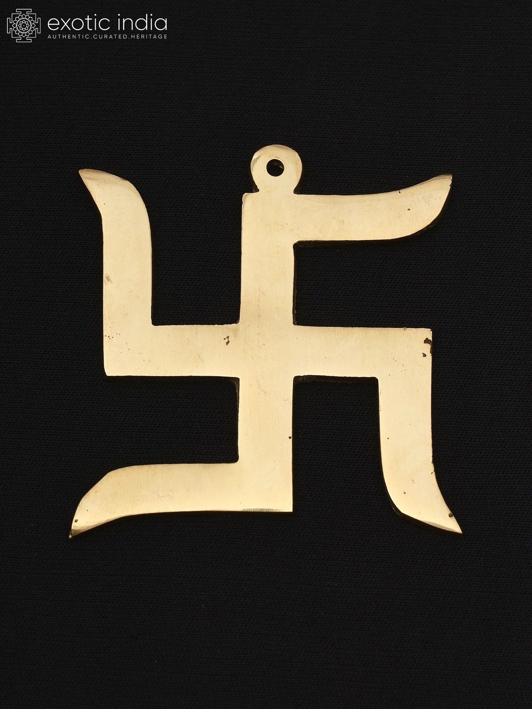 Exotic India Yellow Textured Swastik - Symbol Of Prosperity Wall Hangings