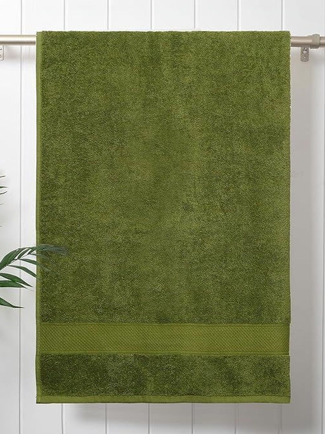 COTTON PULSE Olive Green & Olive Green 1 Cotton 600 GSM Bath Towel