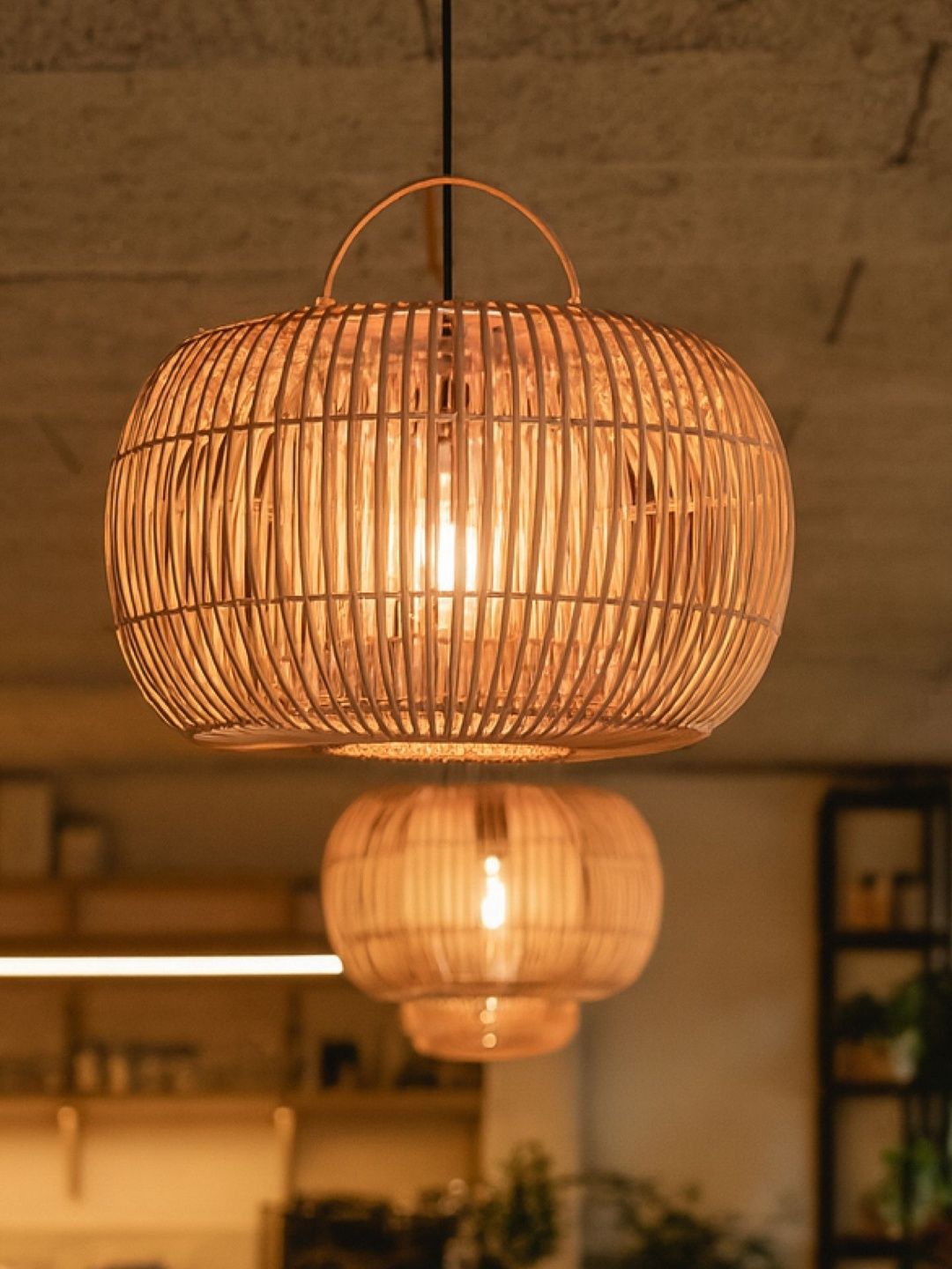 HABERE INDIA Brown & Tan Textured Ceiling Lamp