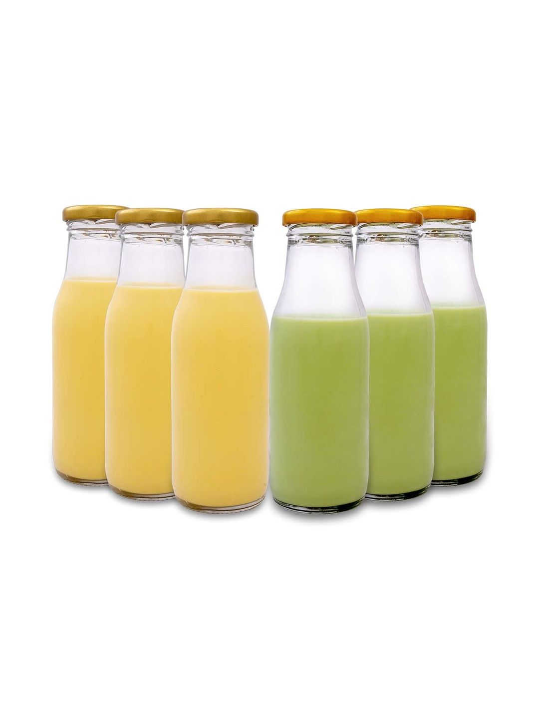 HTC GLASSWARE Transparent & Gold-Toned Set of 6 Glass Solid Water Bottle