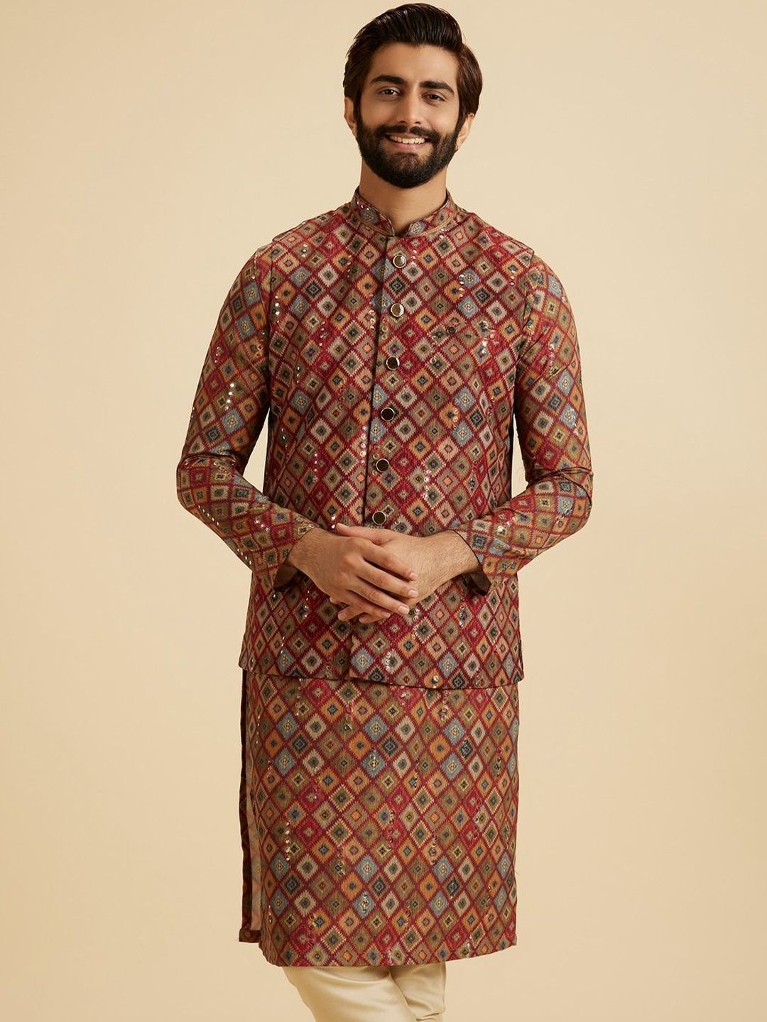 Manyavar Printed Nehru Jackets
